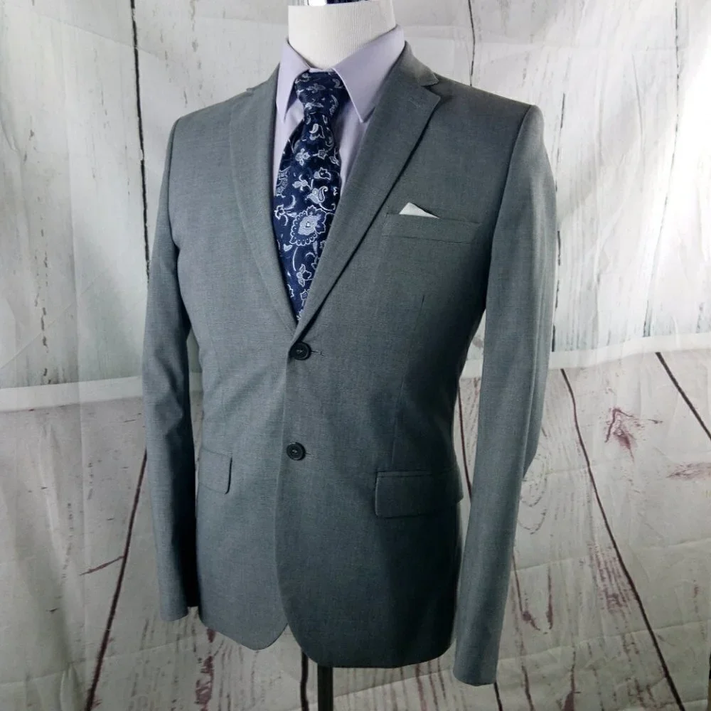 H&M Slim Fit 40R 2 Button Gray Suit Blazer Sport Coat